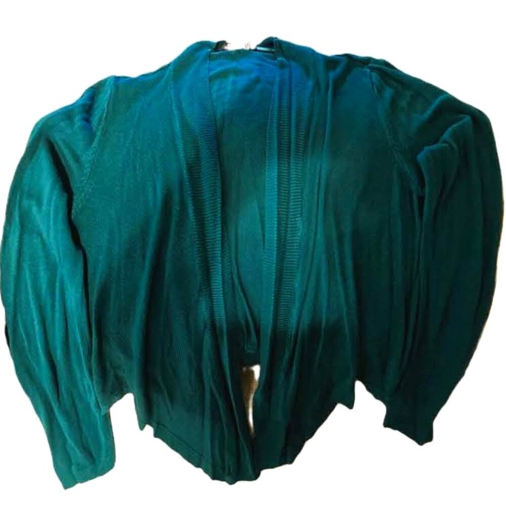 DEEP TEAL ¾ CAP SLEEVE DRAPE FRONT CROPPED CARDIGAN BY GEORGE – MISSES 8-10